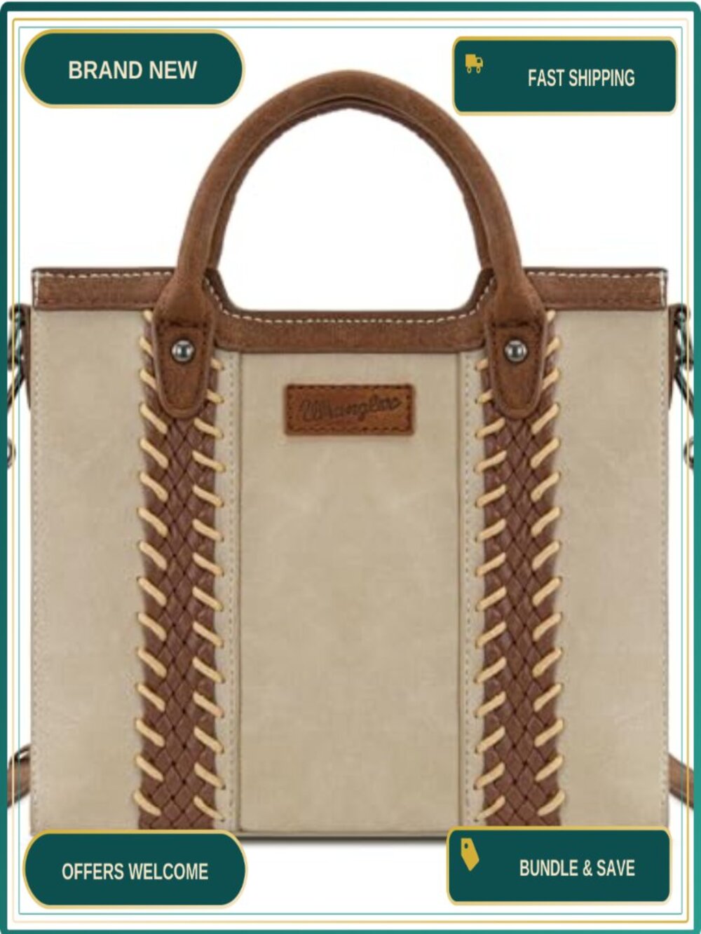 Western Woven Faux Leather Satchel Crossbody Bag Small Lightweight